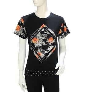 Fresh Laundry SOLIT Graphic Tee Floral Appliqué Black Size S